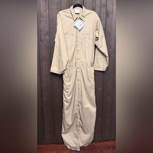 Lake Land NWT Mens FR Fire Resistant Coveralls Sz M Tan Protective Work Wear NEW
